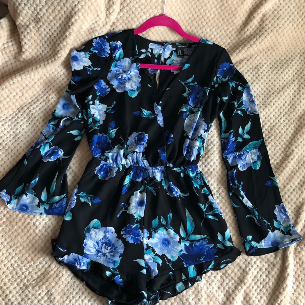 Blue Floral Romper